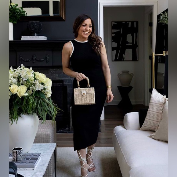 Never Worn Knit Midi Black and White Dress - Picture 3 of 5